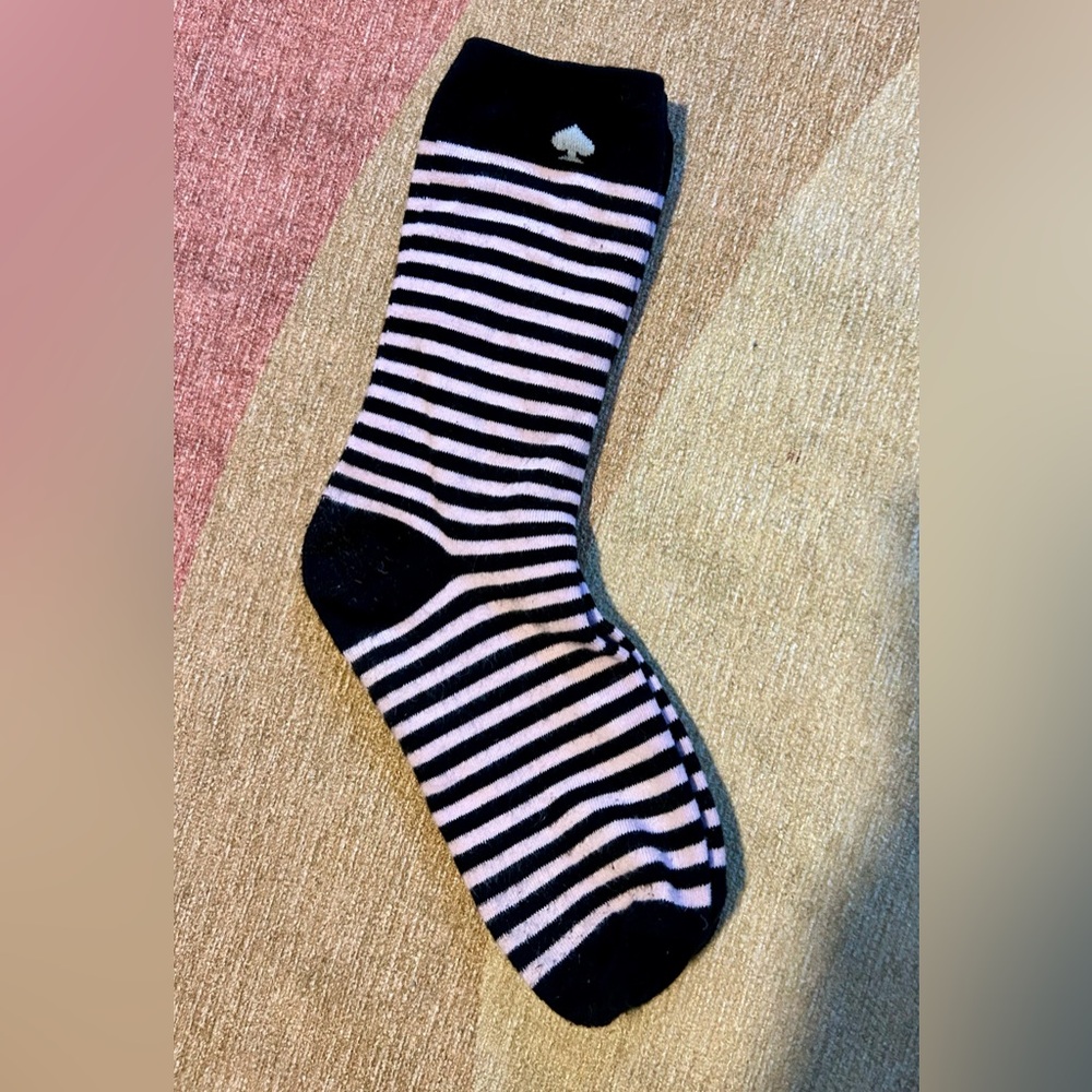 Kate Spade Striped Black and Light Pink Socks size Medium